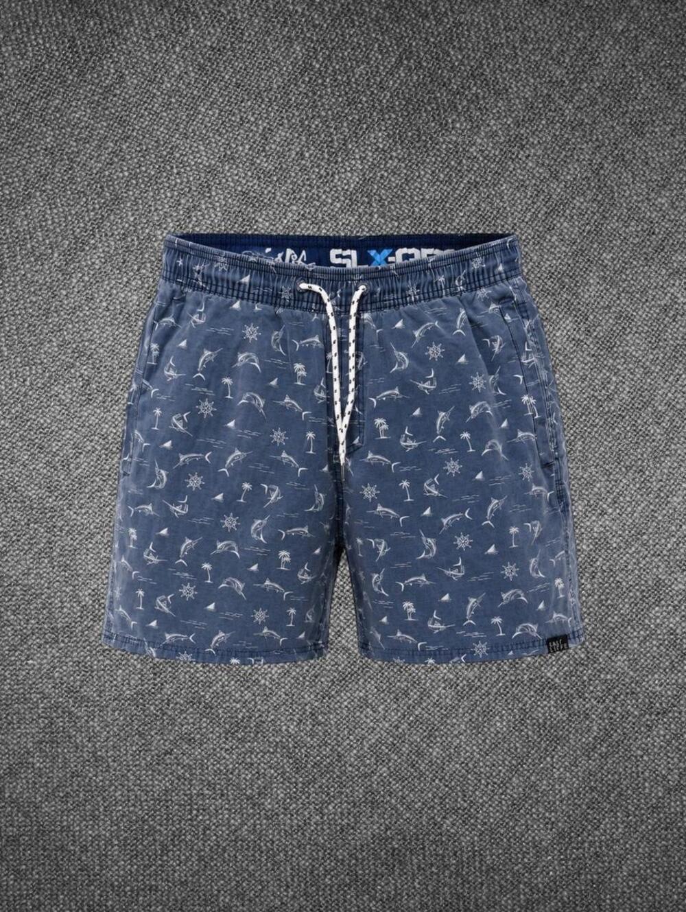 Salt Life Blue Nautical Print Swim Trunks Board Shorts S